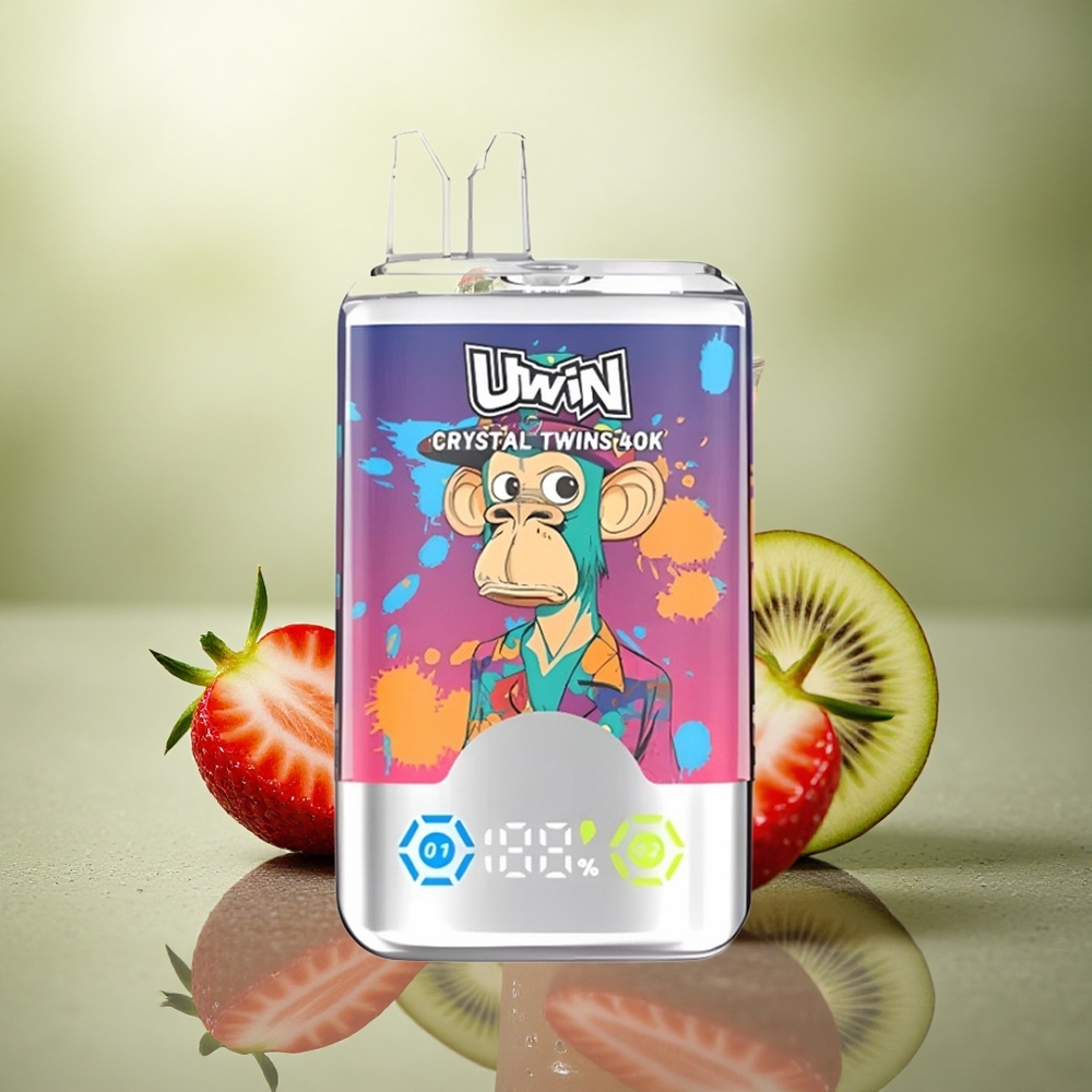 Uwin Crystal Twins 40000 Puffs Fresa Kiwi Uva Hielo con Dos Sabores y 850mAh