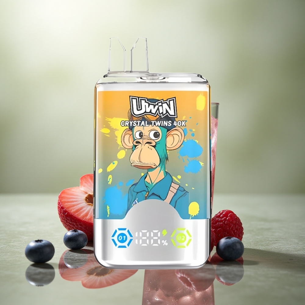 Uwin Crystal Twins 40000 Puffs Helado de Arándano Frambuesa Cereza con Dual Sabor y 850mAh