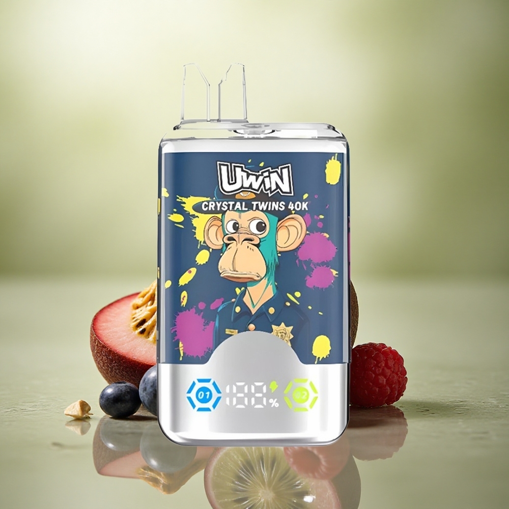 Uwin Crystal Twins 40000 Puffs Kiwi Maracuyá Guayaba Arándano Frambuesa con Sabores Duales y 850mAh