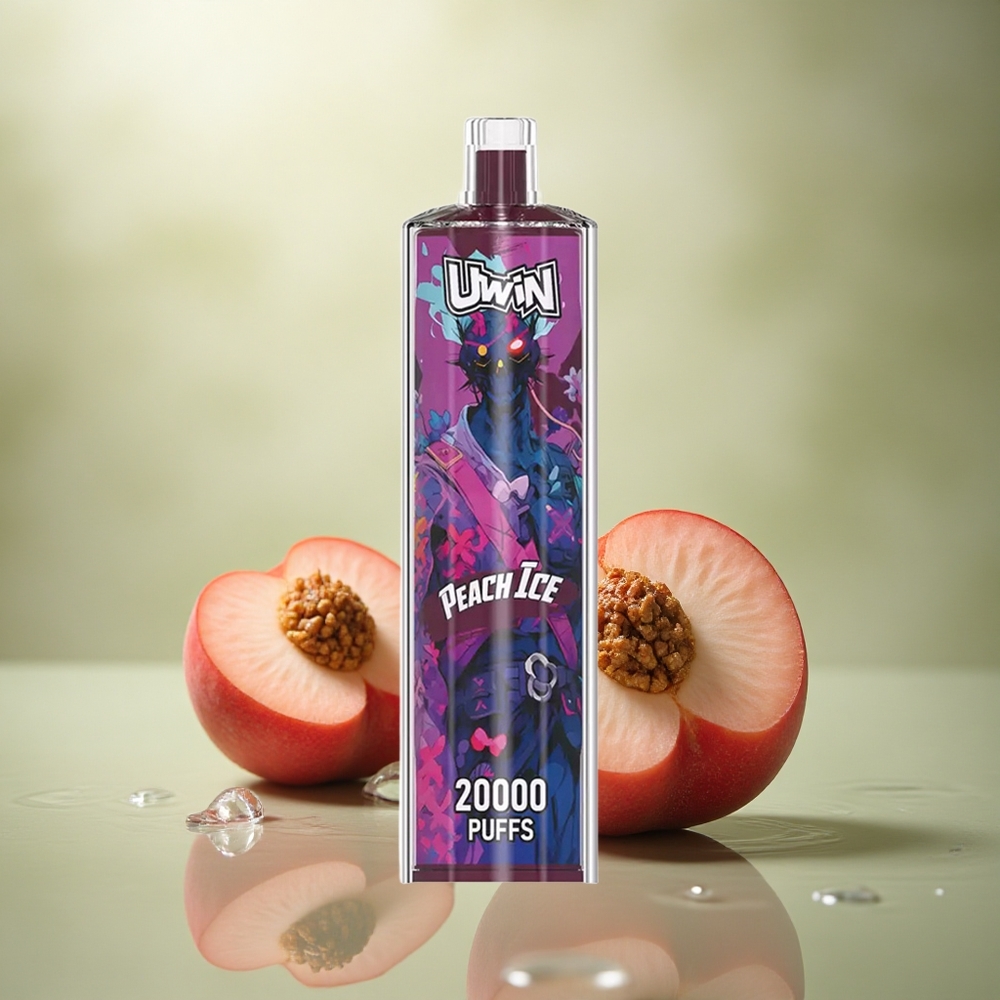 Uwin Shisha Hookah Crystal 20000 Puffs Melocotón Hielo con 0% nicotina y bobina mesh