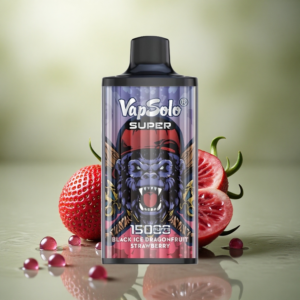 Vapsolo Super 15000 Puffs Dragón de Hielo Negro Fresa con 40ml de Líquido y 850mAh