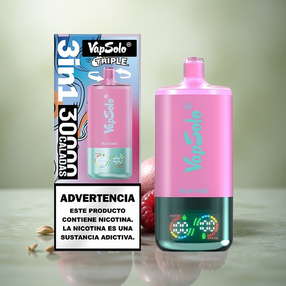 Vapsolo Triple 30000 Puffs Azul Frambuesa Triple 40ml Tipo-C