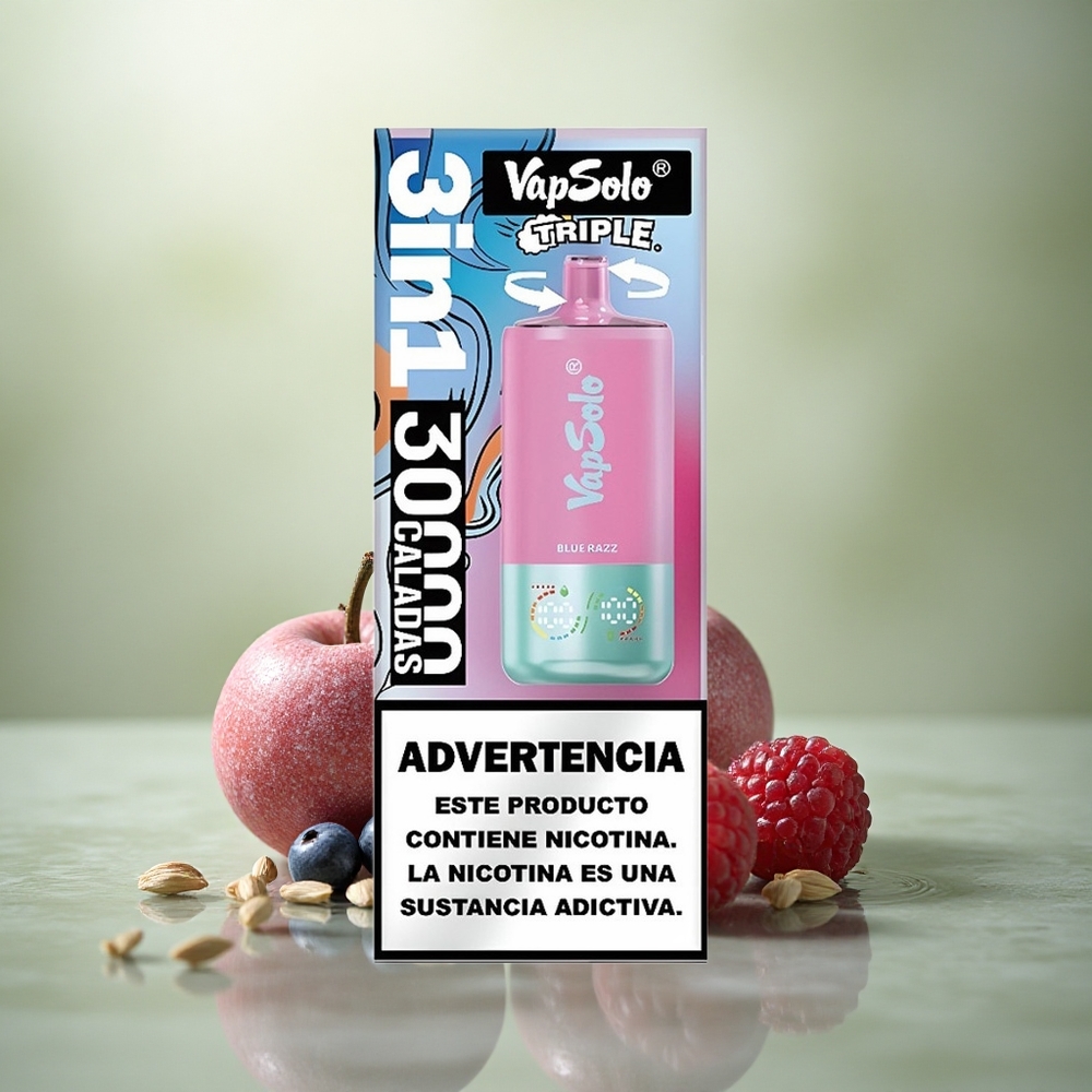 Vapsolo Triple 30000 Puffs Azul Frambuesa Triple 40ml Tipo-C