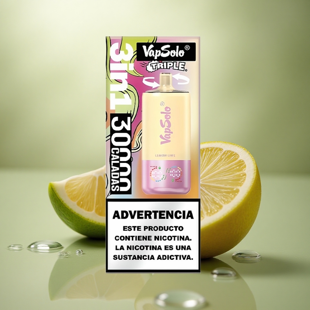 Vapsolo Triple 30000 Puffs Lima Limón Tipo-C 40ml 20mg Nicotina