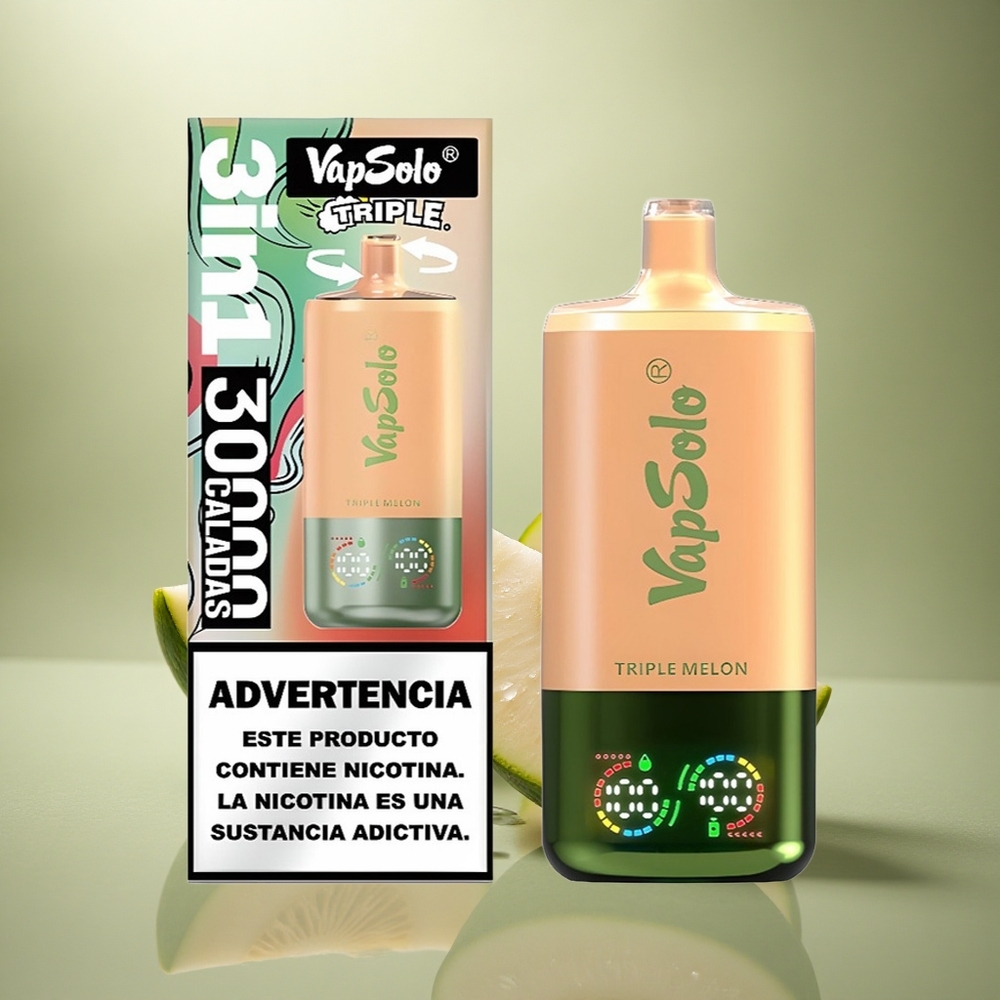 Vapsolo Triple 30000 Puffs Melón Triple con 40ml de Líquido y Nicotina 20mg/ml