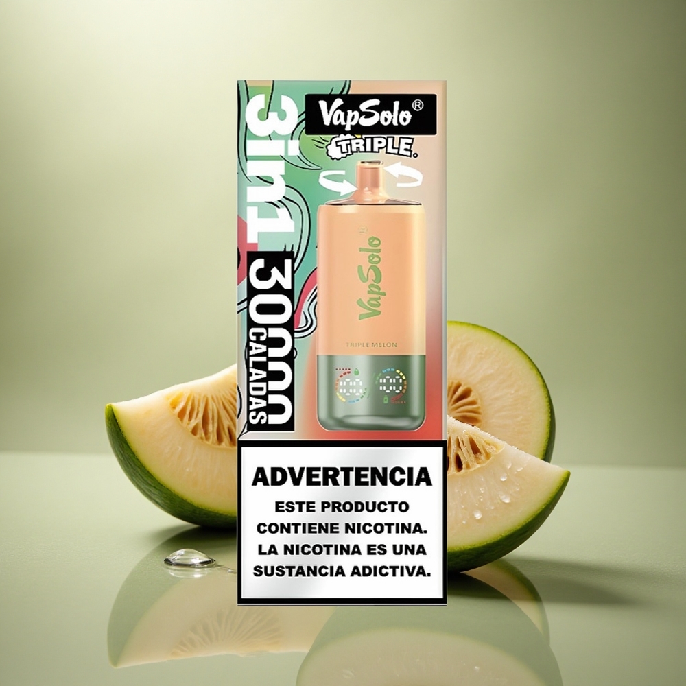 Vapsolo Triple 30000 Puffs Melón Triple con 40ml de Líquido y Nicotina 20mg/ml