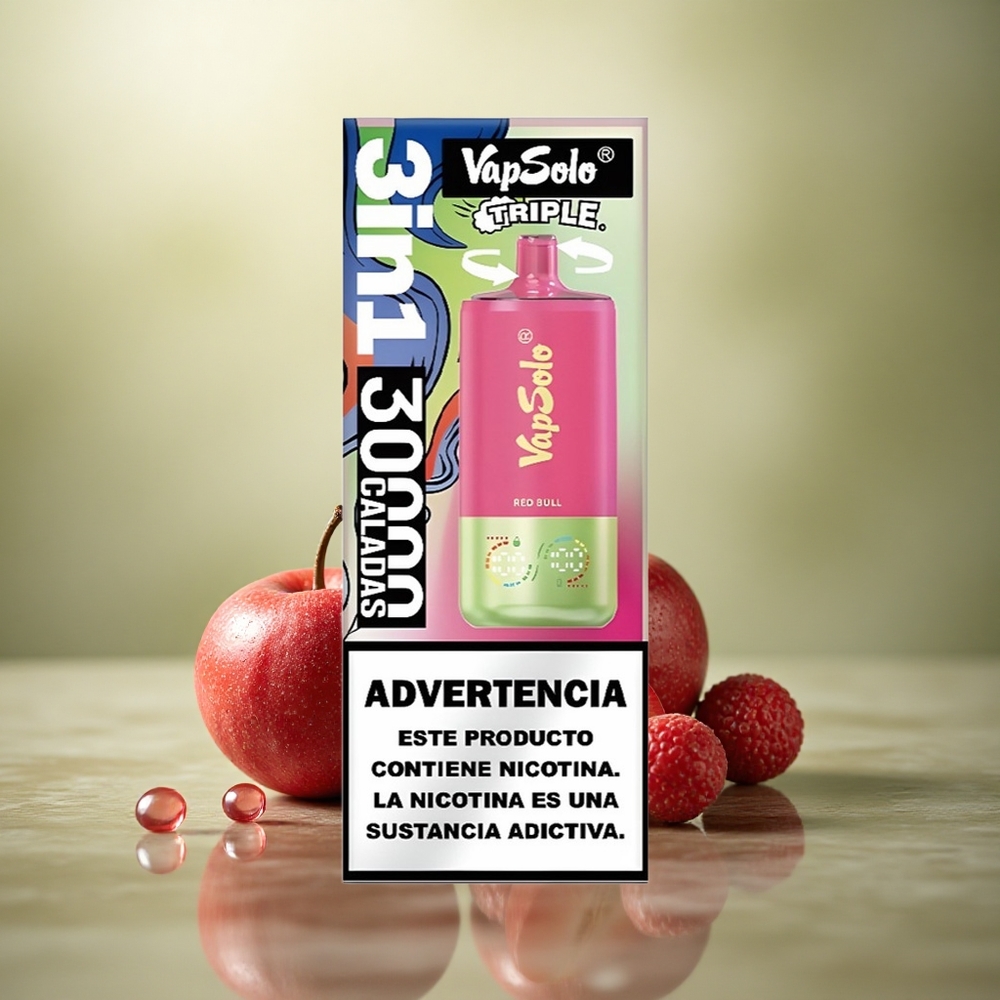 Vapsolo Triple 30000 Puffs Toro Rojo Triple 40ml Nicotina 20mg/ml Tipo-C
