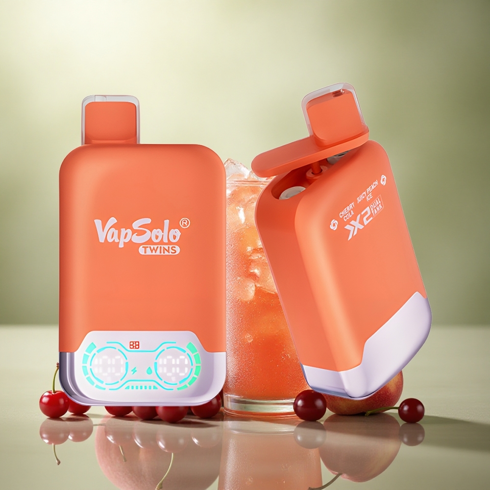 Vapsolo Twins 20000 Puffs Cereza Cola & Melocotón Jugoso Helado - 40 ml, Nicotina 20mg/ml, Tipo-C