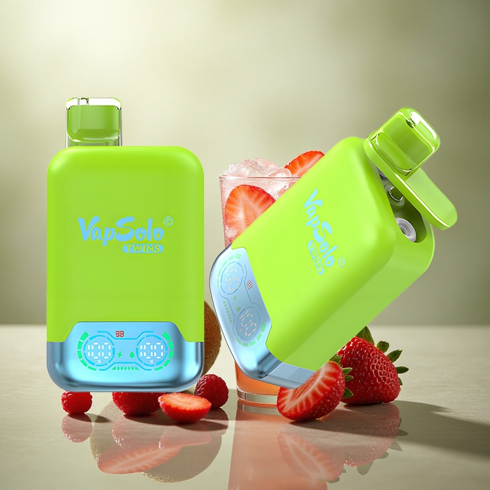 Vapsolo Twins 20000 Puffs Fresa Kiwi & Fresa Frambuesa Cereza Hielo con 40 ml de líquido y nicotina 20mg/ml