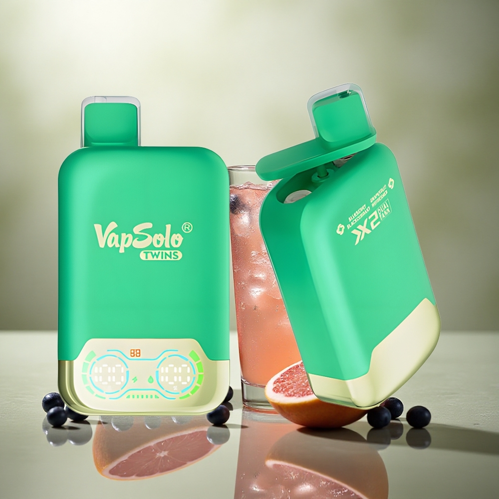 Vapsolo Twins 20000 Puffs Refrescante de Arándano, Grosella Negra y Pomelo con 40 ml de Líquido y Nicotina de 20mg/ml
