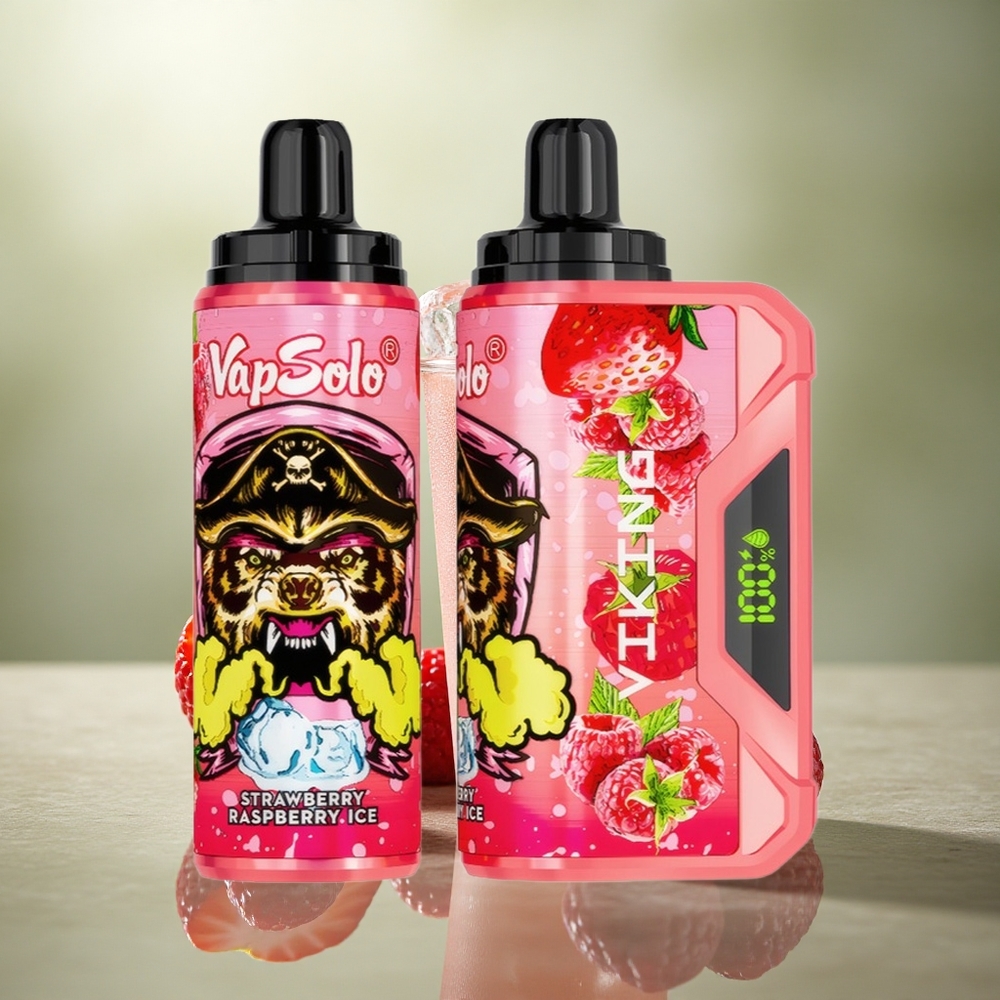 VapSolo VIKING 12000 Puffs Helado de Fresa y Frambuesa con 22ml y Nicotina 20mg/ml