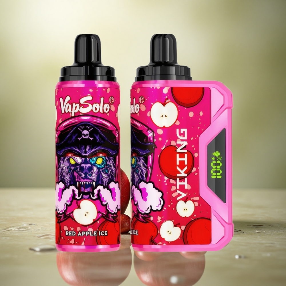 VapSolo VIKING 12000 Puffs Manzana Roja Helada con 22ml de Líquido y Nicotina 20mg/ml