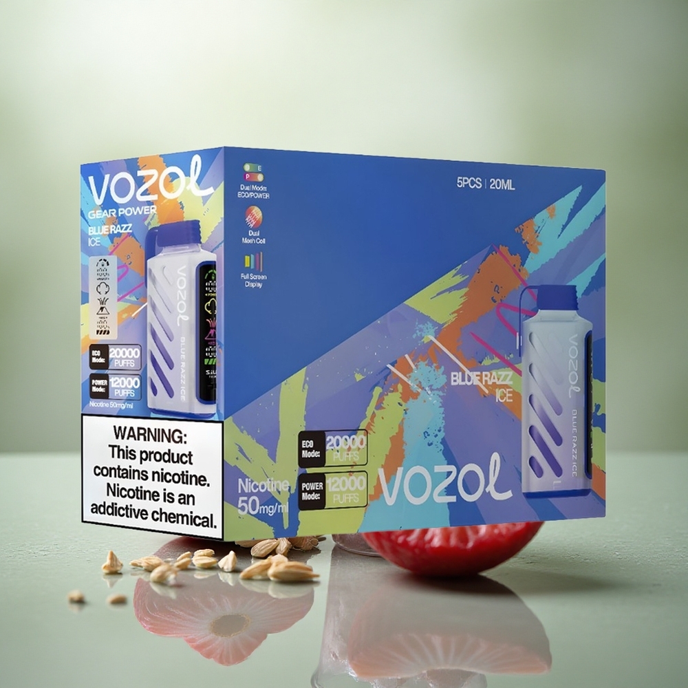 VOZOL Gear Power 20000 Puffs Azul Frambuesa Hielo con Dual Mesh y 20mL