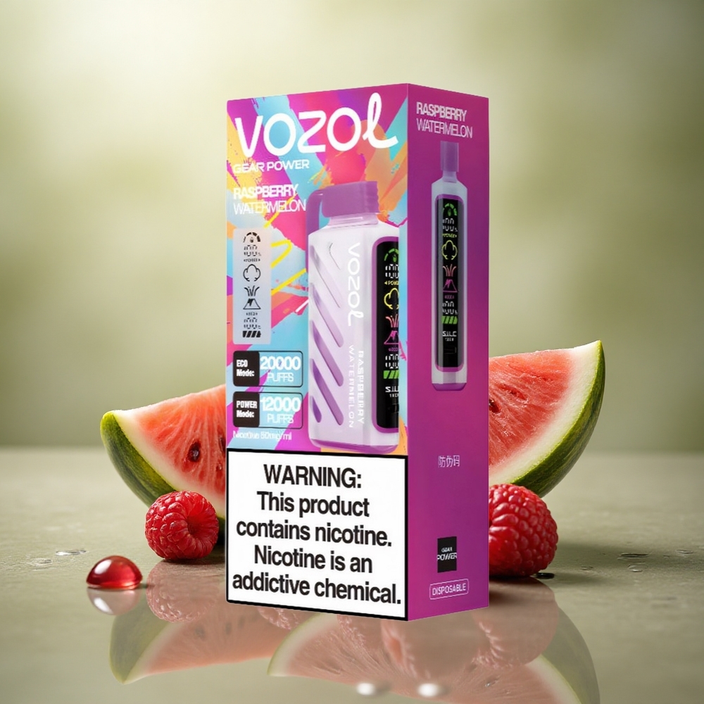 VOZOL Gear Power 20000 Puffs Frambuesa Sandía Dual Mesh Pantalla Completa Nicotina 5%