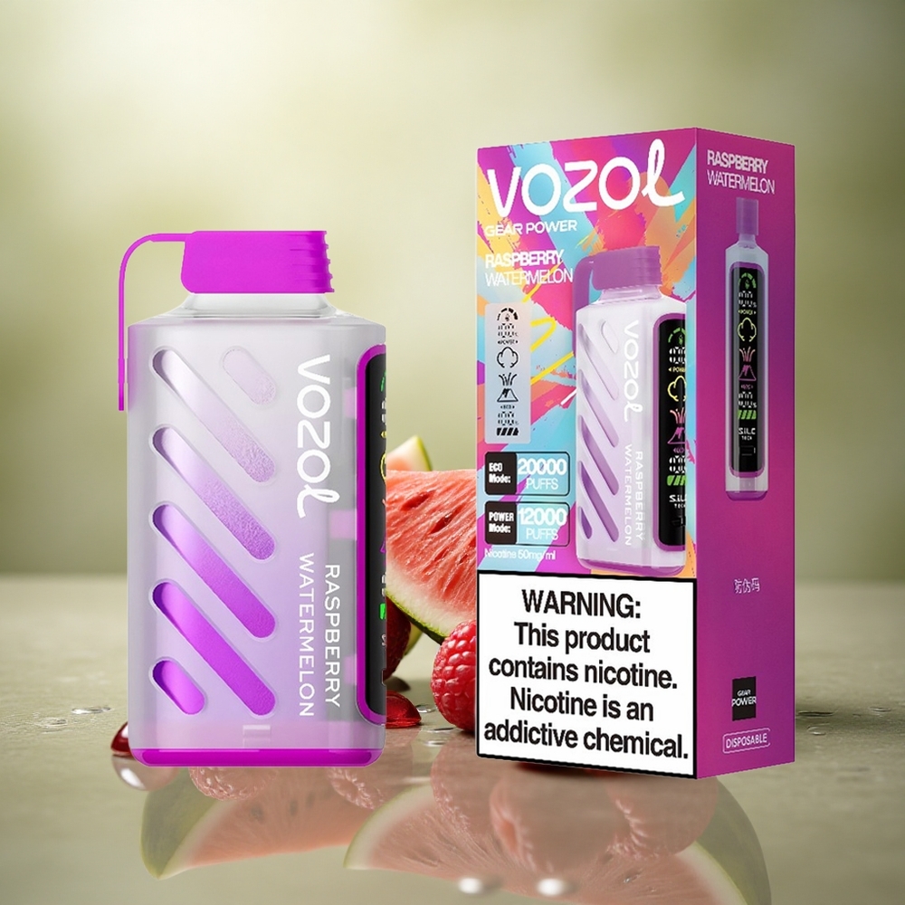 VOZOL Gear Power 20000 Puffs Frambuesa Sandía Dual Mesh Pantalla Completa Nicotina 5%
