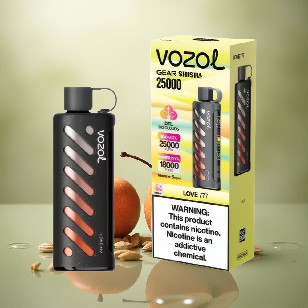 VOZOL Gear Shisha 25000 Puffs Amor 777 Sabor Delicioso 30 Modo Dual Chip Inteligente 1000mAh Nicotina 5mg/ml