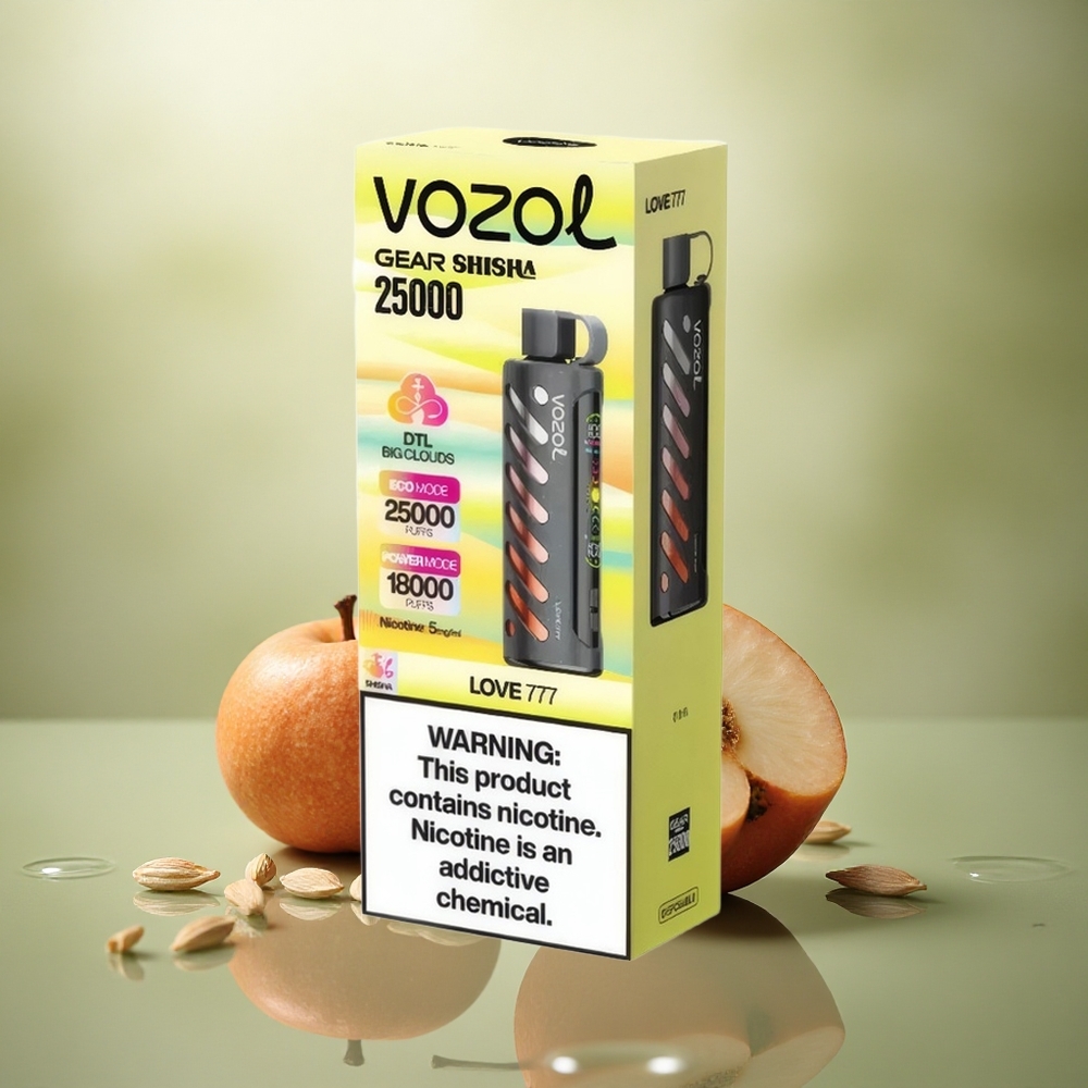 VOZOL Gear Shisha 25000 Puffs Amor 777 Sabor Delicioso 30 Modo Dual Chip Inteligente 1000mAh Nicotina 5mg/ml