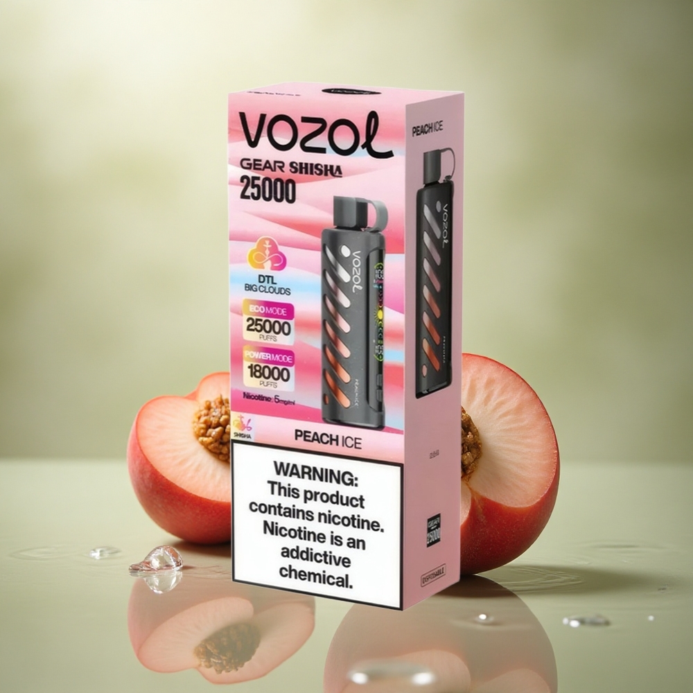 VOZOL Gear Shisha 25000 Puffs Melocotón Helado con 5mg/ml de Nicotina y 1000mAh