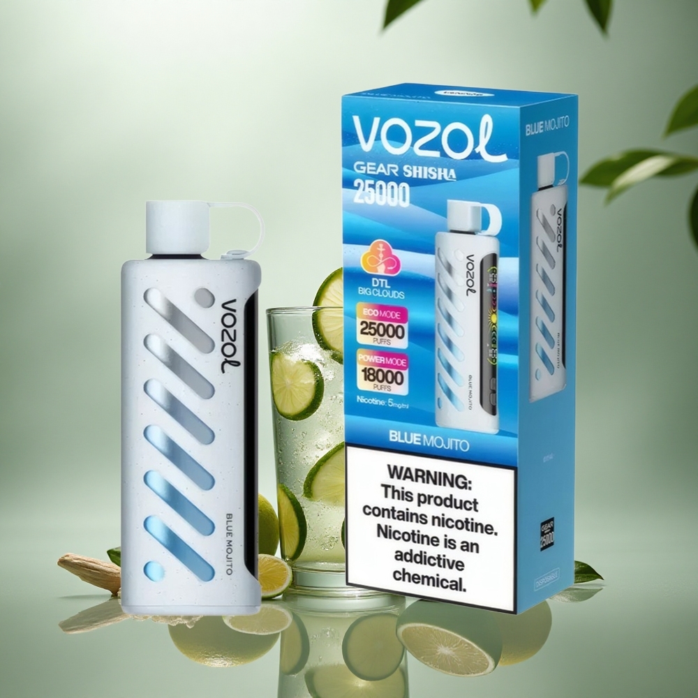 VOZOL Gear Shisha 25000 Puffs Mojito Azul con Dual Mesh y 5mg de Nicotina