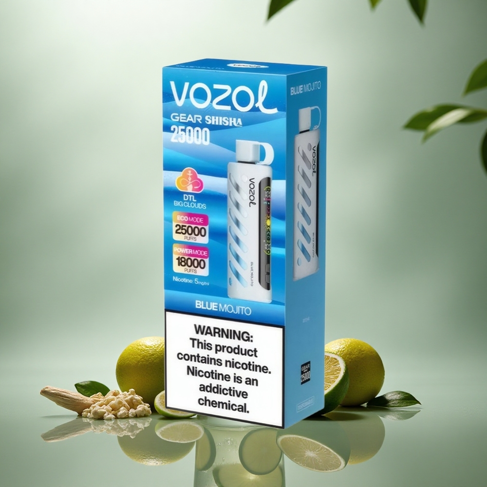 VOZOL Gear Shisha 25000 Puffs Mojito Azul con Dual Mesh y 5mg de Nicotina