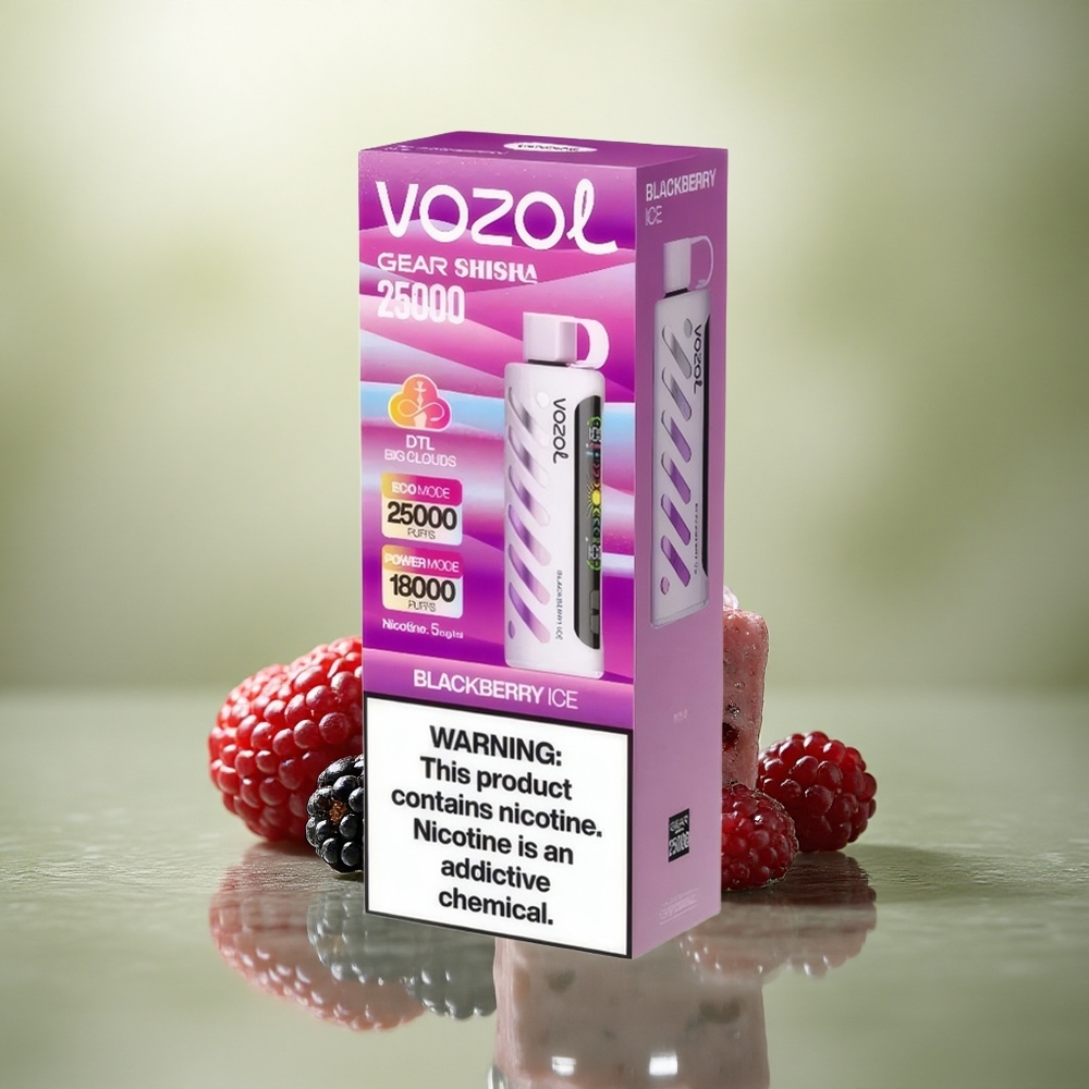VOZOL Gear Shisha 25000 Puffs Mora Helada con Dual Mesh y 5mg/ml de Nicotina