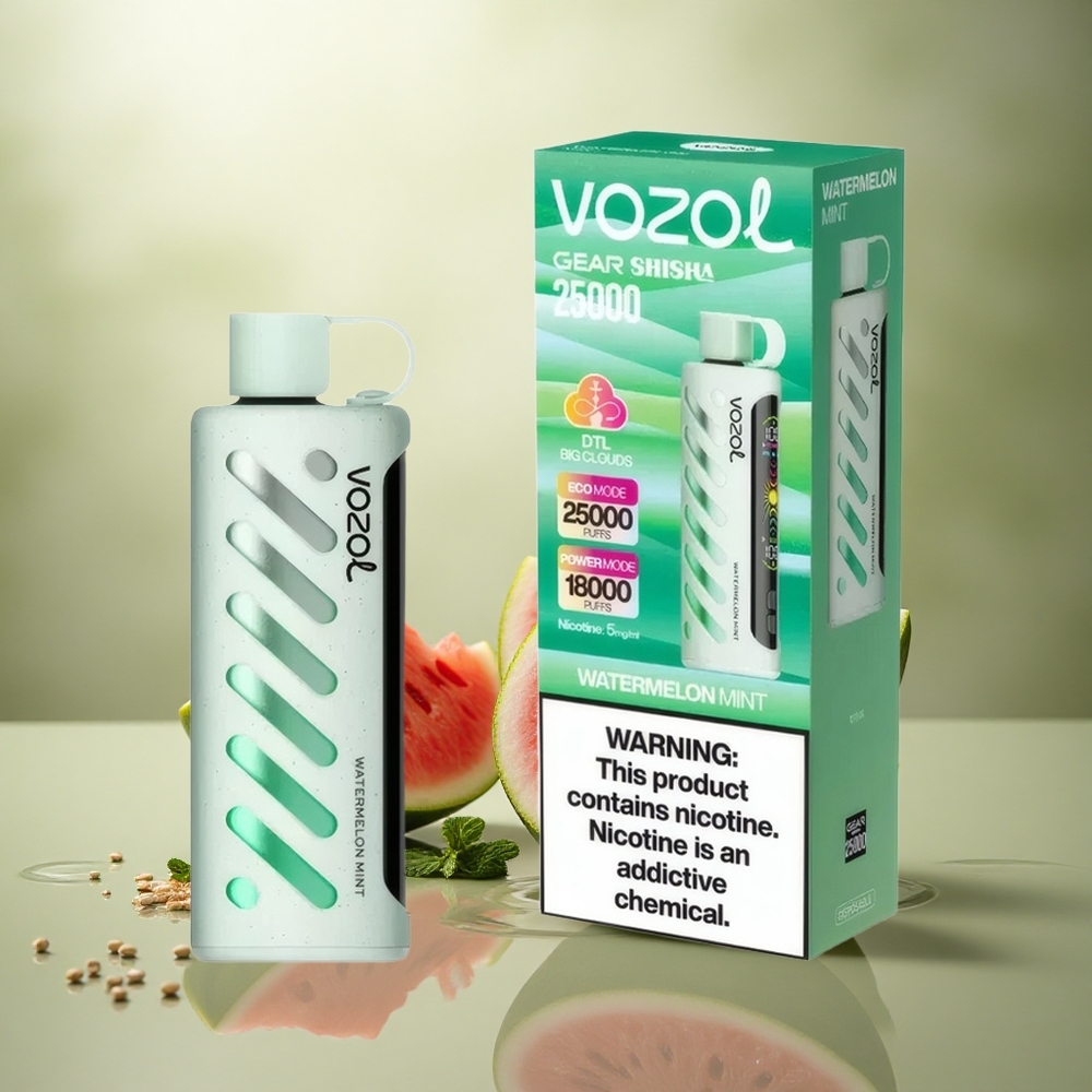 VOZOL Gear Shisha 25000 Puffs Sandía Menta con Sabor Dual y 5mg de Nicotina