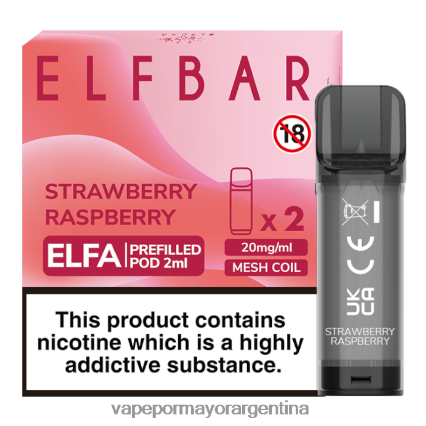 FDLPBF321 frambuesa fresa - Vaporizador Al Por Mayor ELFBAR Elfa cápsula precargada - 2 ml - 20 mg (paquete de 2)
