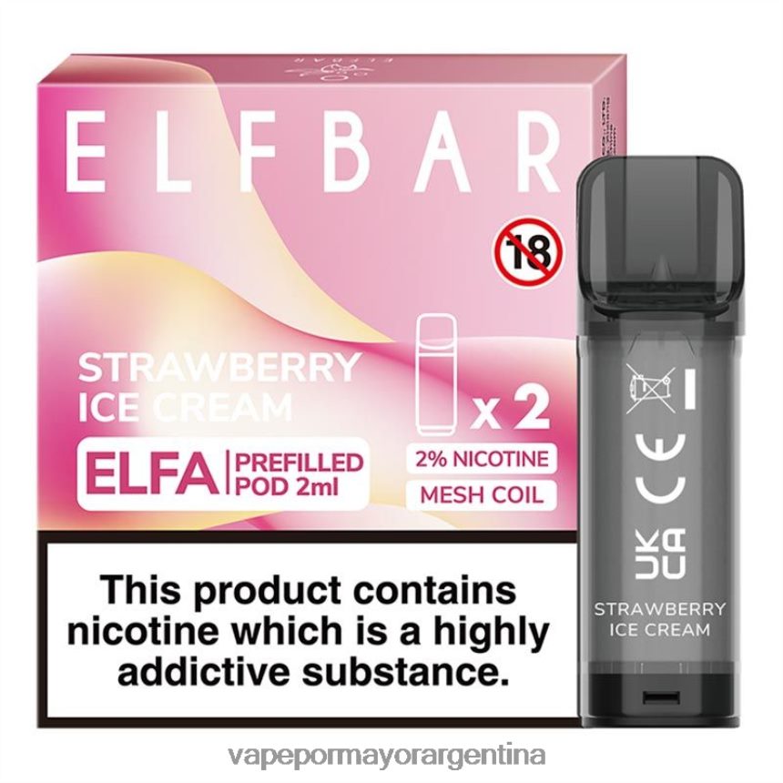 FDLPBF324 helado de fresa - Vapeo Al Por Mayor ELFBAR Elfa cápsula precargada - 2 ml - 20 mg (paquete de 2)