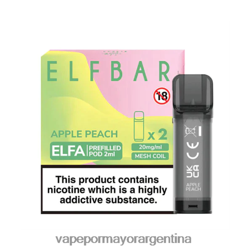 FDLPBF325 durazno manzana - Distribuidor Vapeo Al Por Mayor ELFBAR Elfa cápsula precargada - 2 ml - 20 mg (paquete de 2)