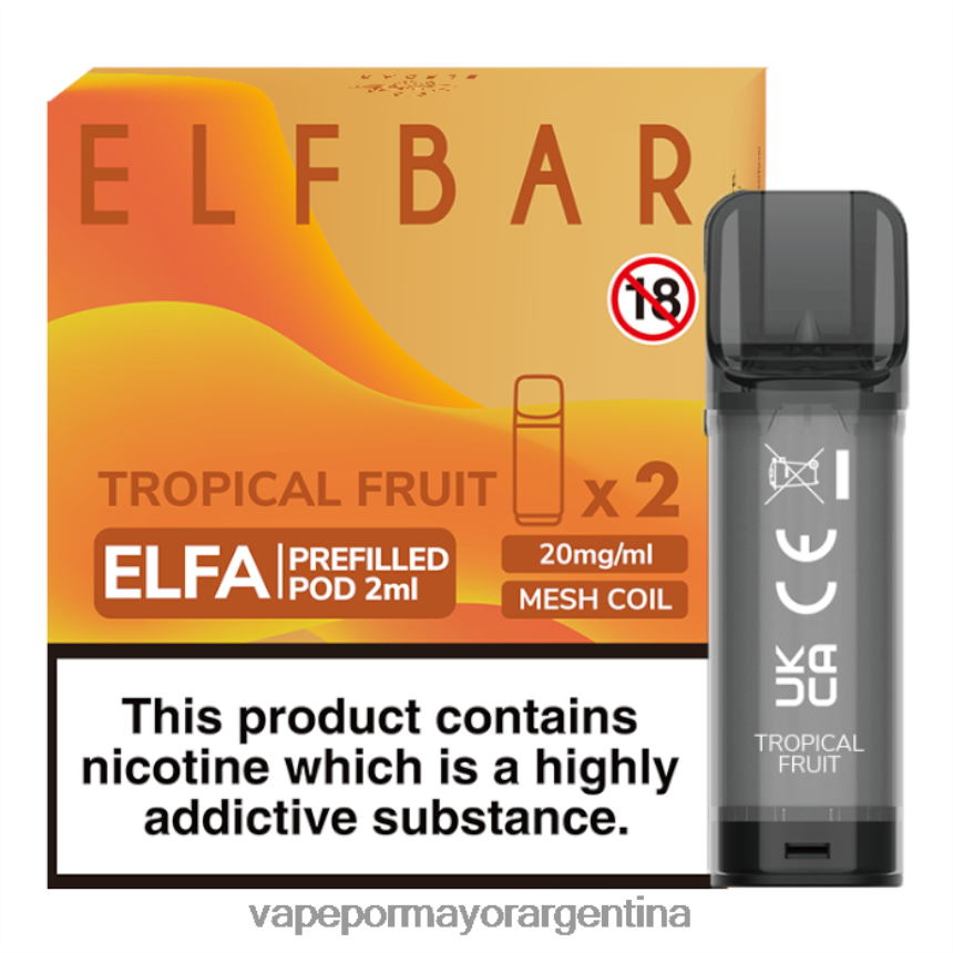 FDLPBF328 fruta tropical - Vape Recargable ELFBAR Elfa cápsula precargada - 2 ml - 20 mg (paquete de 2)