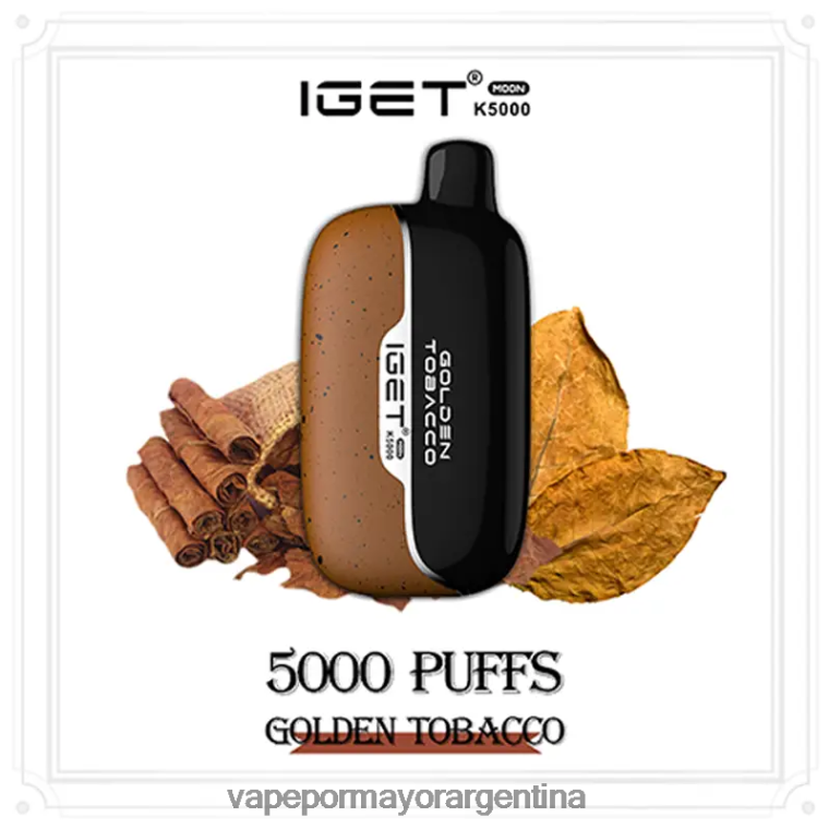 Vape Por Mayor Argentina - IGET Moon k5000 X6HR4V1 tabaco dorado