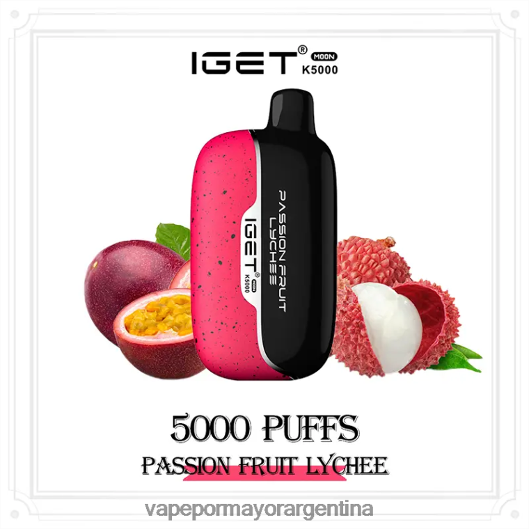 Vape Recargable - IGET Moon k5000 X6HR4V10 lichi de maracuyá