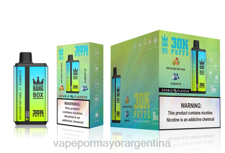 Distribuidor Vapeo Al Por Mayor - Bang Box 30000 inhalaciones de dos sabores. kiwi, maracuyá, guayaba y helado de arándanos 8B6065