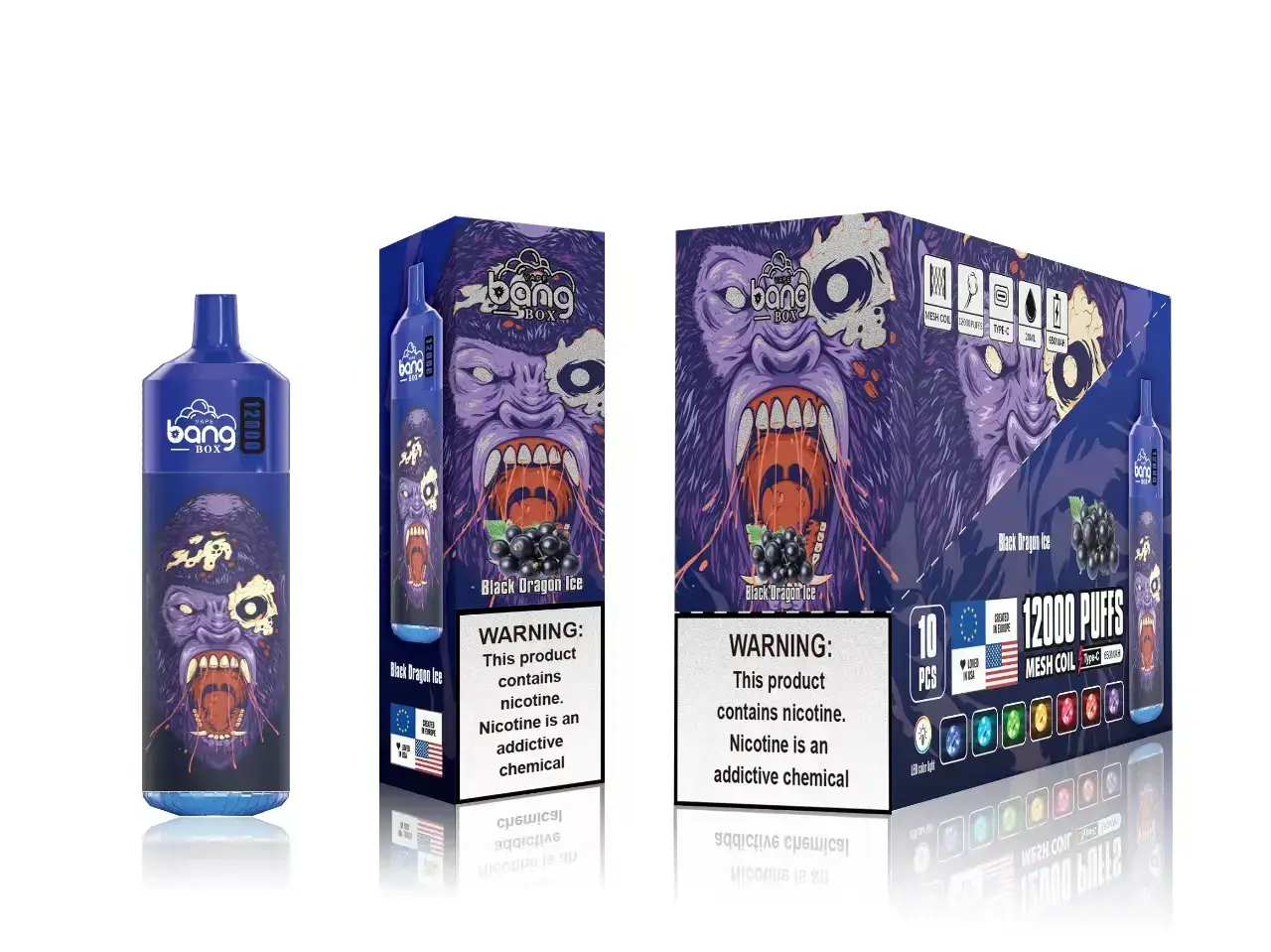 FDLPBF123 hielo del dragón negro - Venta De Vaporizadores Al Por Mayor Bang Box 12000 bocanadas