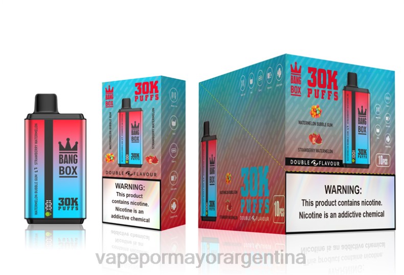 Vape Recargable - Bang Box 30000 inhalaciones de dos sabores. chicle de sandía y sandía de fresa 8B6068