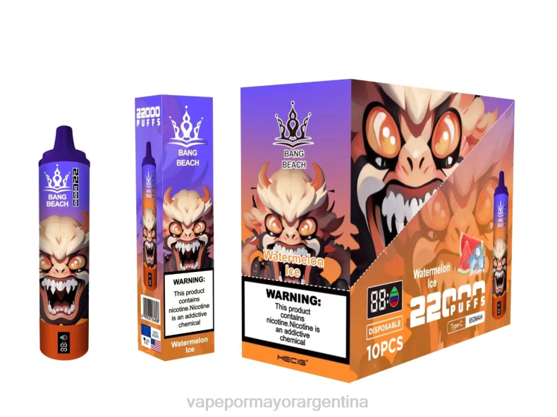 Vape Argentina - Bang Beach Pantalla inteligente de 22000 inhalaciones hielo de sandia 8B6022