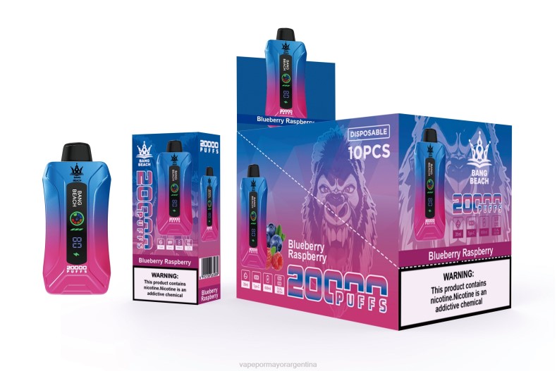 Vape Argentina - Bang Beach vape elegante de la pantalla de 20000 soplos frambuesa arándano 8B6012