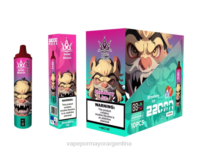 Vape Recargable - Bang Beach Pantalla inteligente de 22000 inhalaciones hielo de fresa 8B6020