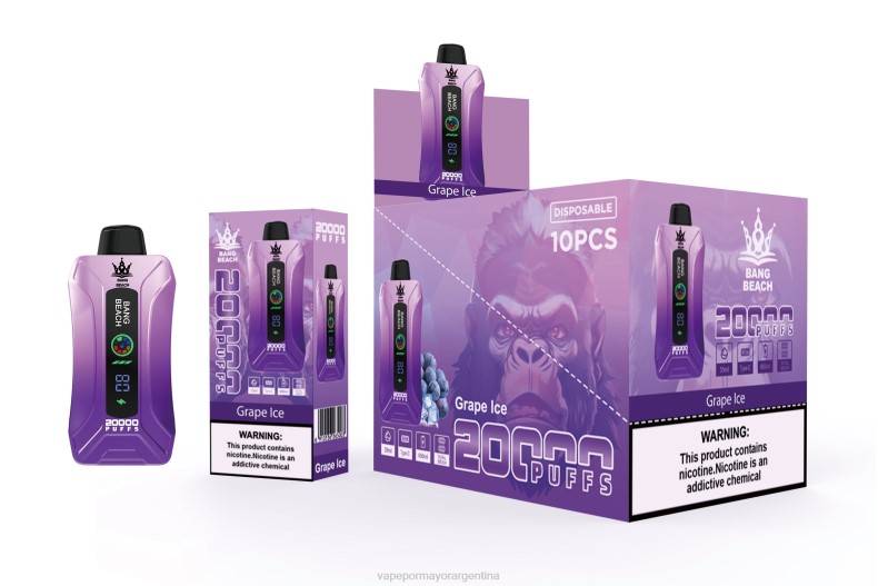 Vape Recargable - Bang Beach vape elegante de la pantalla de 20000 soplos hielo de uva 8B6010