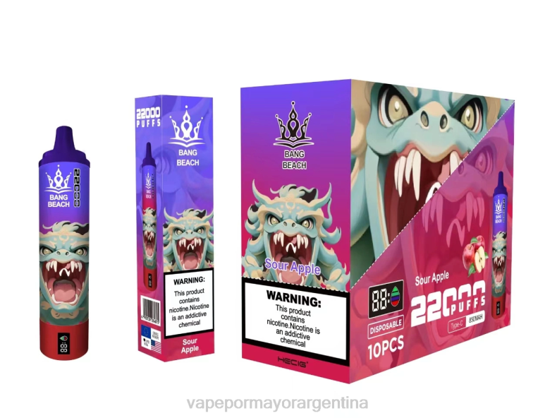 Vaporizador Al Por Mayor - Bang Beach Pantalla inteligente de 22000 inhalaciones manzana agria 8B6013