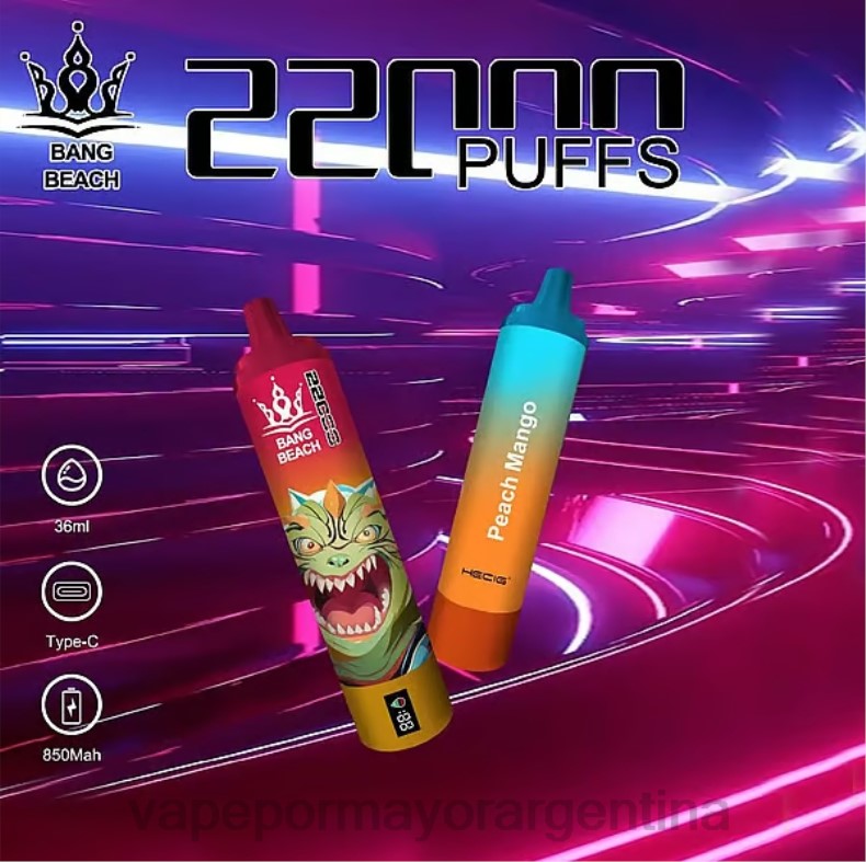Vaporizador Desechable Al Por Mayor - Bang Beach Pantalla inteligente de 22000 inhalaciones mango durazno 8B6024