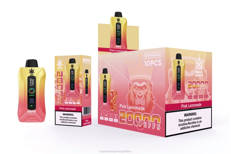Vaporizador Desechable Al Por Mayor - Bang Beach vape elegante de la pantalla de 20000 soplos limonada rosa 8B604
