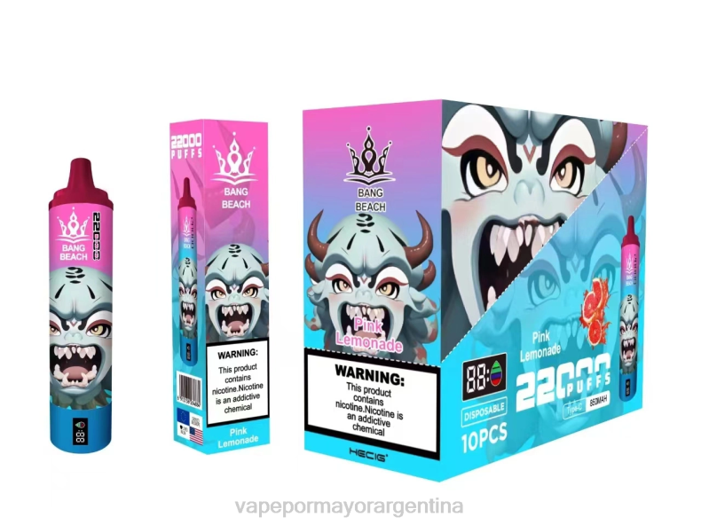 Venta De Vaporizadores Al Por Mayor - Bang Beach Pantalla inteligente de 22000 inhalaciones limonada rosa 8B6015