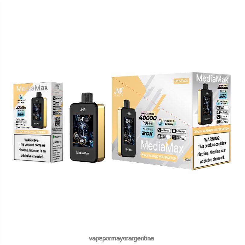 PV0DZR15 JNR MediaMax bocanada de 40k sandia mango durazno - Vape On Sale