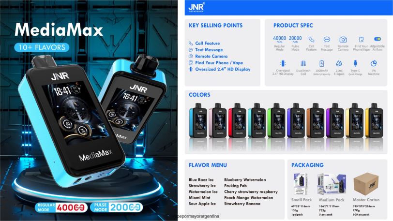 PV0DZR19 JNR MediaMax bocanada de 40k menta de miami - Vape Official Store