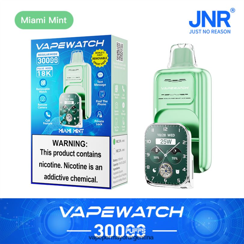 PV0DZR8 JNR reloj vapeador menta de miami - Vape at Discounts